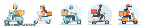 vector of a food delivery person on a motorbike