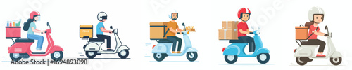 vector of a food delivery person on a motorbike
