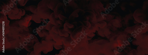 Mysterious atmosphere with thick red fog and dark dramatic backdrop