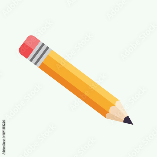 Yellow Wooden Pencil Illustration with Eraser on Light Background
