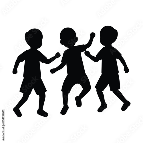 Kids Playing Together Pictogram Isolated on White