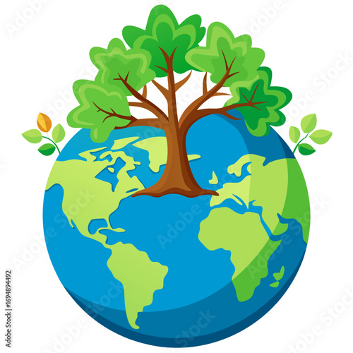 green tree with globe