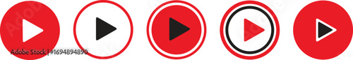 "Red and Black Play Icons – Video Multimedia Symbols" Play Sign Circle Buttons. "Play Button Icon Set – Multimedia Vector Symbols"