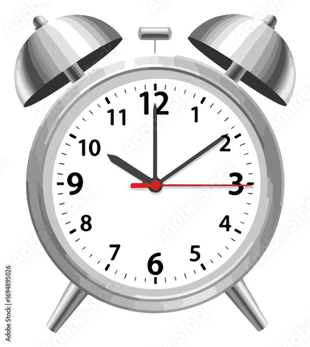 Silver Alarm Clock Showing Specific Time.