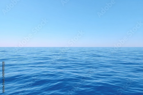 Vast expanse of a clear blue sea meeting a clear blue sky
