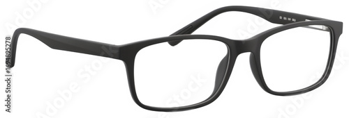 Black Frame Eyeglasses on White Background | Stylish Eye Protection for Fashion, Vision Correction, and Eye Health