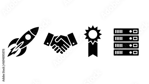Startup launch with handshake deal award winning service and server infrastructure for data management and storage solutions in a modern technology driven environment