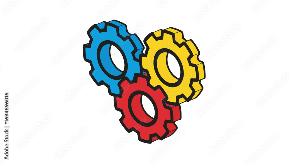 Obraz premium Colorful Interlocking Gears - A Symbol of Collaboration and Technology.