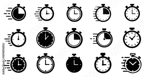 Stopwatch Icons - Timer, Speed, and Time Management.