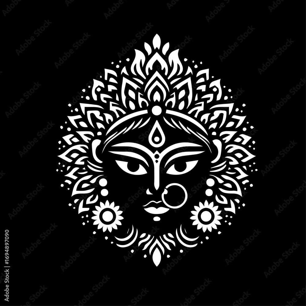 Naklejka premium durga face icon vector