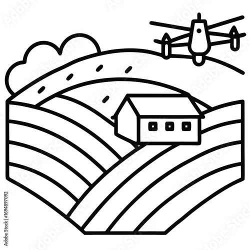 farm-field-analysis-with-drone-view-isolated-on-wh.eps