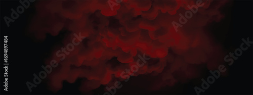 Dense red fog cloud drifting in spooky mysterious abstract atmosphere