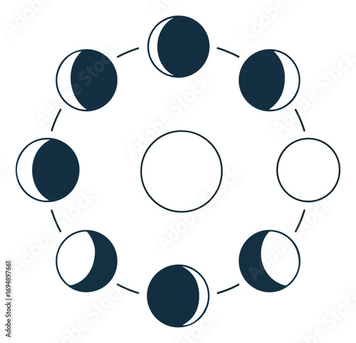 Moon Phases Cycle Illustration.