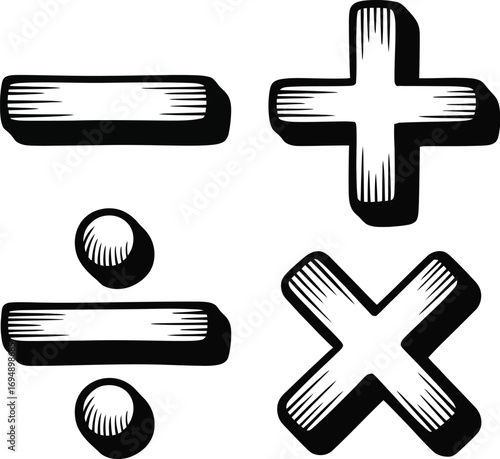 Basic arithmetic symbols for math education and learning