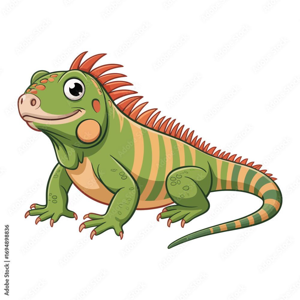Fototapeta premium Green Iguana on White Background – Realistic Vector Illustration
