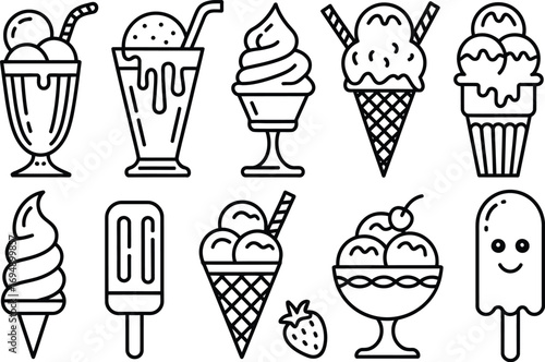 Collection of delicious, refreshing ice cream treats in various styles