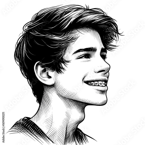 Smiling teenager with braces