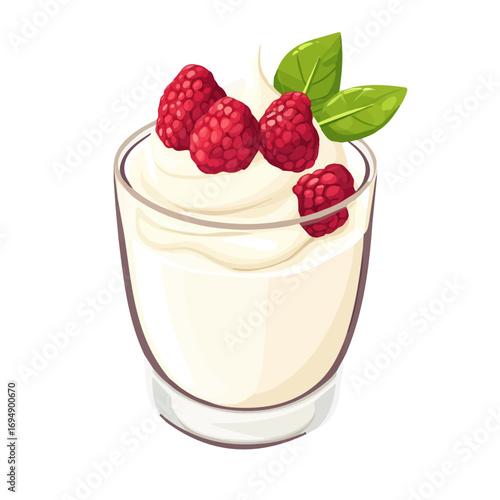 Yoghurt Parfait, flat 2D isometric cartoon vector image isolated on white background.