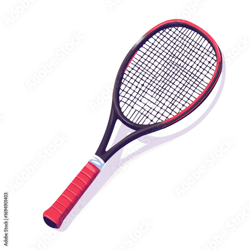 Tennis Racket, cartoon vector illustration, flat 2D isometric style, white background.