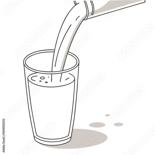 Milk Being Poured into a Tall Glass with Splashes pouring liquid