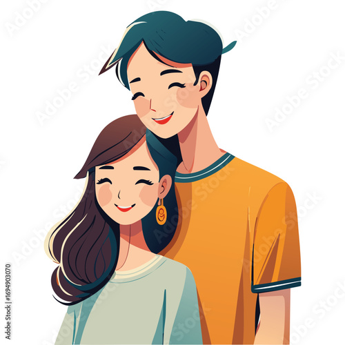A beautiful young woman leaning her head on a young man