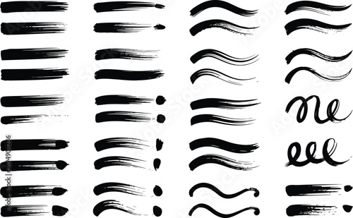Collection of hand-drawn brush stroke accents and underlines for graphic design