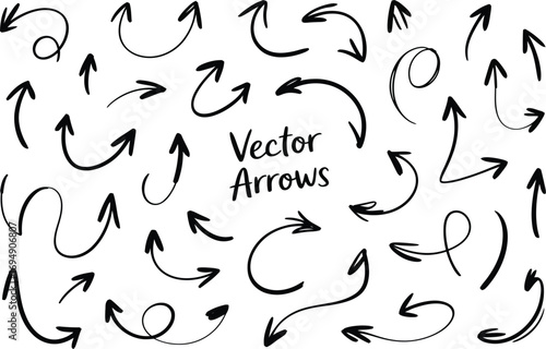 Collection of hand-drawn arrows pointing in various directions, conveying direction and movement.