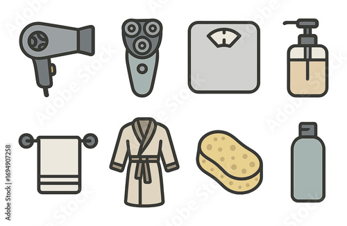 Desert symbols with sun, cactus, cracked earth, sunglasses, and spiral design
