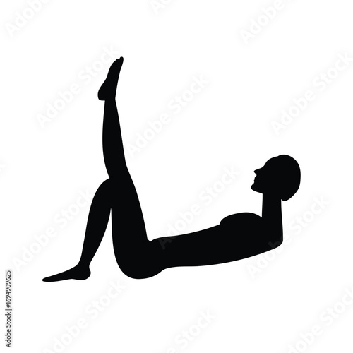 Silhouette of Woman Performing Leg Lift Exercise, Promoting Fitness and Wellbeing