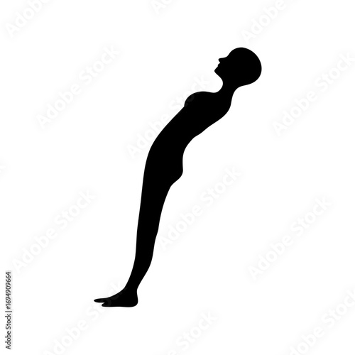 Black silhouette of a woman leaning back in a yoga pose on white