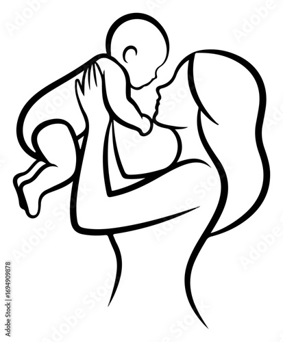 Mother and Child Affectionate Embrace.