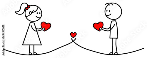 Stick Figures in Love - A Heartfelt Connection.