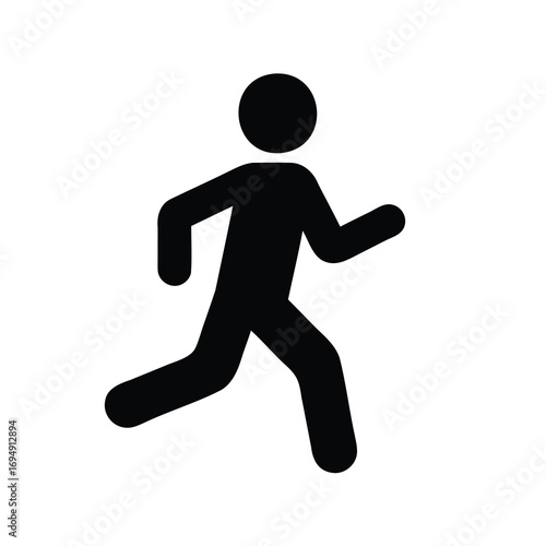 Black silhouette of a person running on a white background image