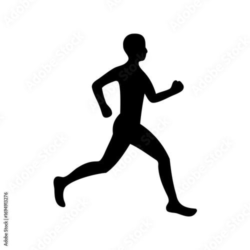 Silhouette of a Runner Depicting Motion and Physical Activity on White Background