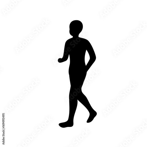Silhouette of a person walking in a black and white illustration