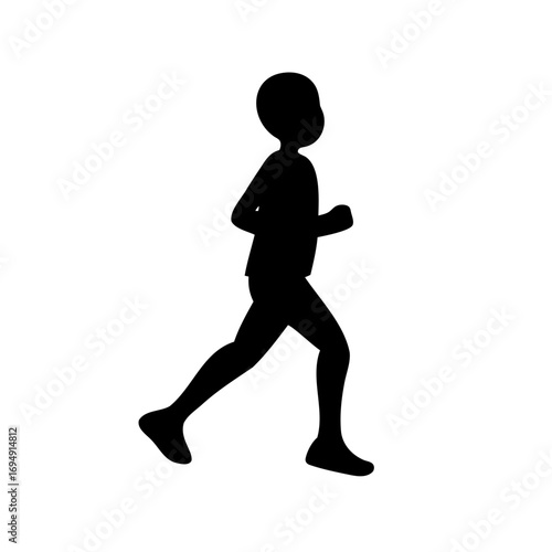 Silhouette of a young boy running in a black and white image