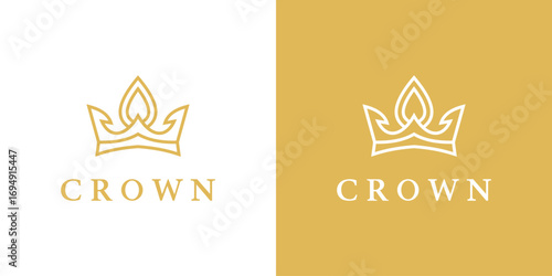 Elegant Crown Logo with Royal Symbol in Luxury Gold Vector Design