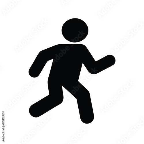 Silhouette of a Person Running or Walking Quickly in Graphic Illustration