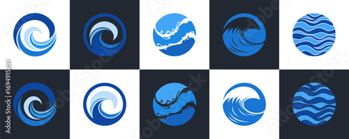 Abstract Ocean Wave Logo Set Vector Design