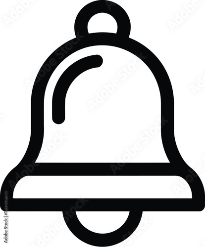 Simple black and white illustration of a bell, suitable for notifications and alerts.