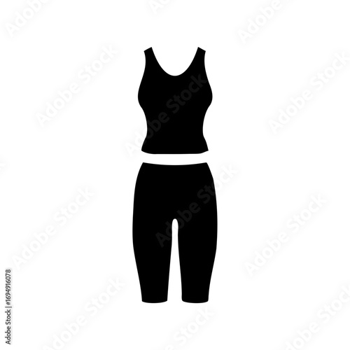Black silhouette of a workout outfit featuring a tank top and leggings