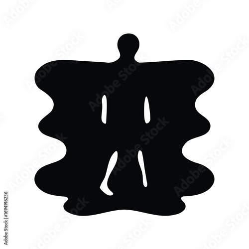 Ethereal Silhouette of a Human Figure Emerging from an Abstract Inkblot