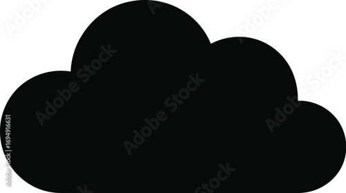 Simple black cloud silhouette against a bright white background