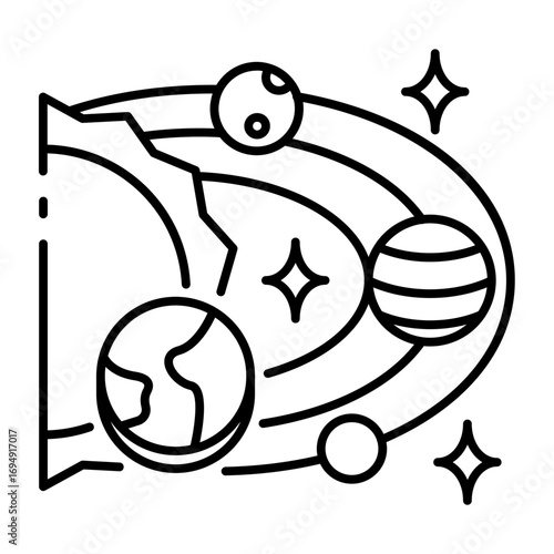 This Solar system icon is suitable for Space and Galaxy, etc.