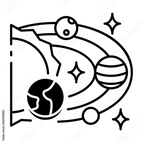 This Solar system icon is suitable for Space and Galaxy, etc.