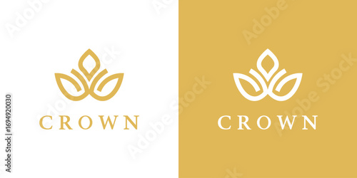 Elegant Crown Logo with Royal Symbol in Luxury Gold Vector Design
