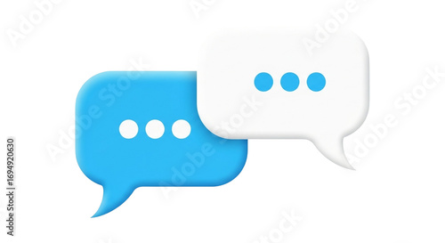 Overlapping Blue and White Speech Bubbles Representing Digital Conversation, Messaging, and Online Communication