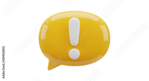 Yellow Speech Bubble with White Exclamation Mark Symbolizing Urgency or Alert in Digital Communication