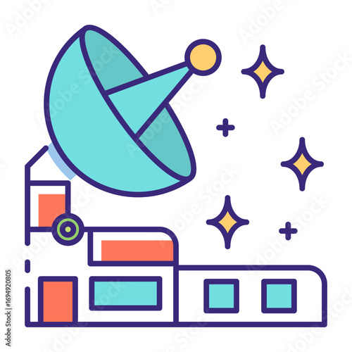 This Satellite dish icon is suitable for Space and Galaxy, etc.