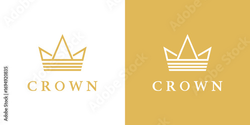 Elegant Crown Logo with Royal Symbol in Luxury Gold Vector Design